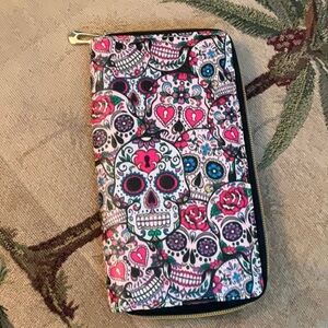 Sugar Skull Design Zip Wallet